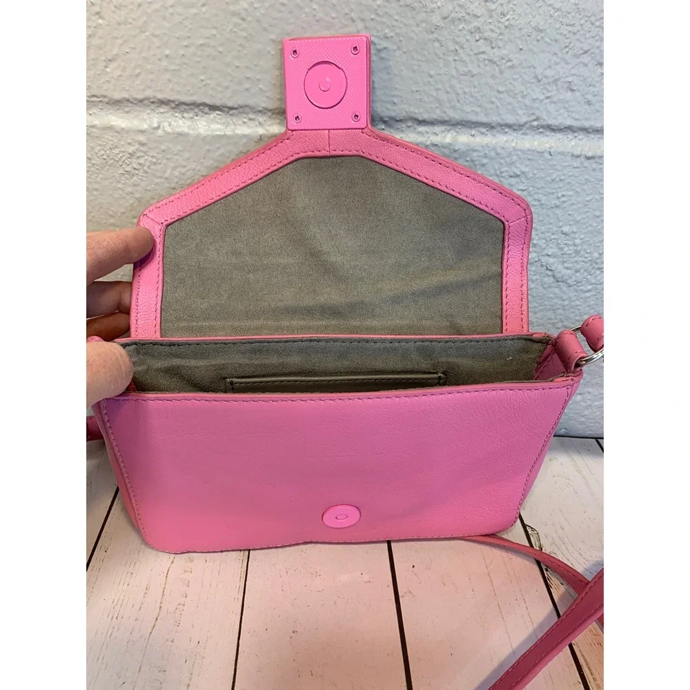 Vince Camuto Pink Leather Geometric Clasp Crossbody Bag Small Shoulder Purse